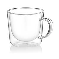 ARDESTO Набір чашок із ручками та подвійними стінками, 450 мл, 2 шт., боросилікатне скло, прозорий