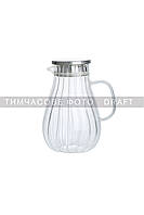 ARDESTO Глечик із кришкою Iceberg, 1500 мл, боросилікатне скло, неіржавка сталь, прозорий