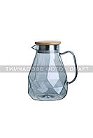 ARDESTO Глечик із кришкою Graphite, 1500 мл, боросилікатне скло, бамбук, неіржавка сталь, сірий