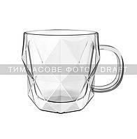 ARDESTO Набір чашок із ручками та подвійними стінками, 450 мл, 2 шт., боросилікатне скло, прозорий