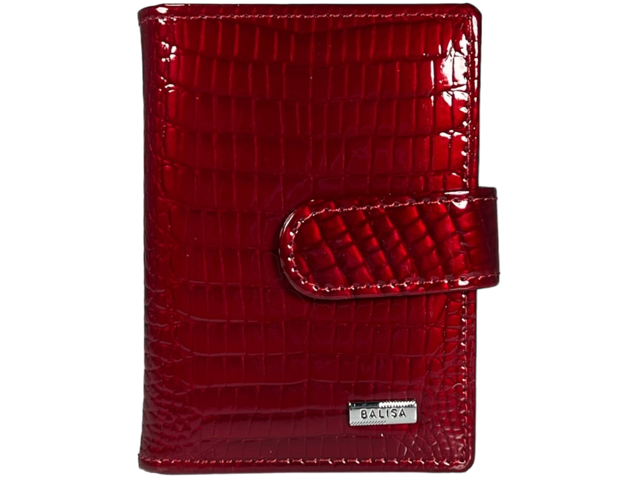 Візитниця з лакованої штучної шкіри, червоного кольору