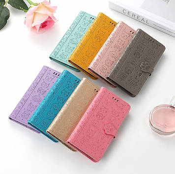 Чохол для Infinix Hot 40i (X6528B) книжка ШКІРЯНИЙ з гаманцем візитницею ремінцем підставкою протиударний "CAT & DOG "