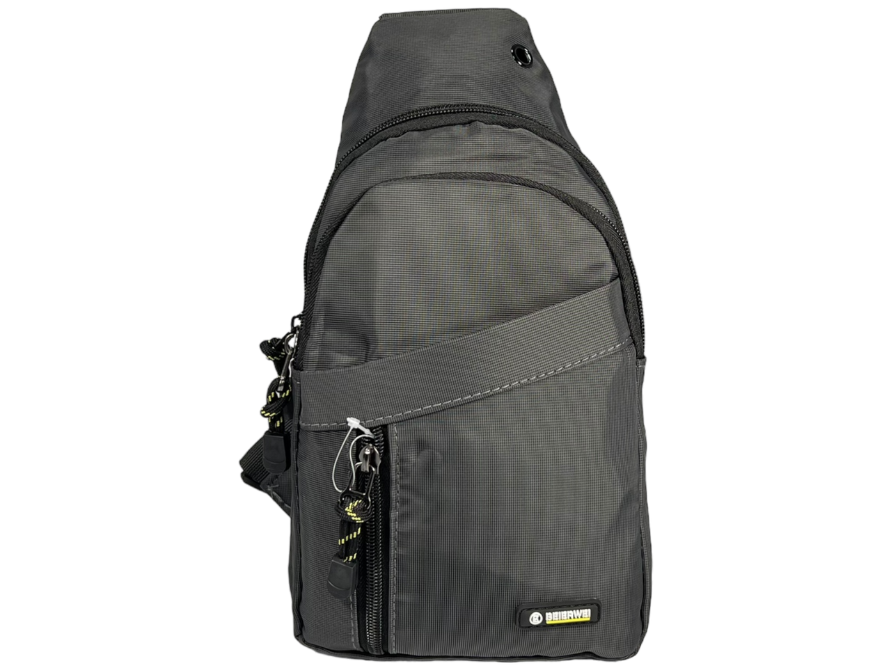 Сумка-слінг на чотири відділення, вихід для навушників, сіра