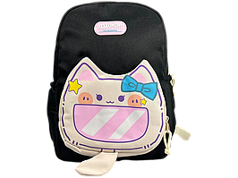 Шкільний рюкзак на два відділення чорний з принтом Pusheen