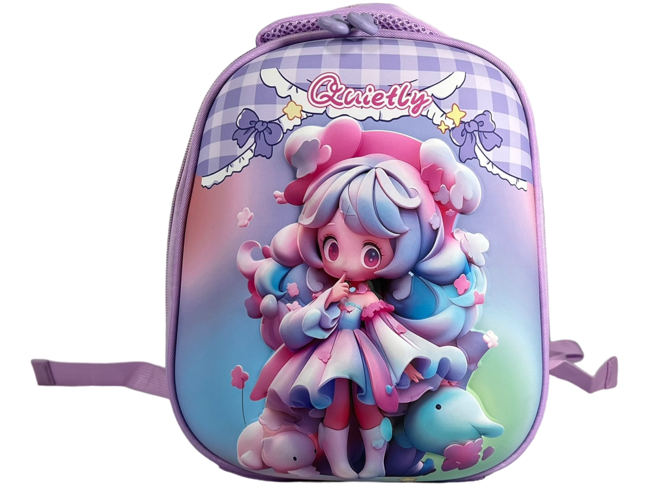 Дитячий рюкзак з батьківським повідком, фіолетовий малюнок аніме