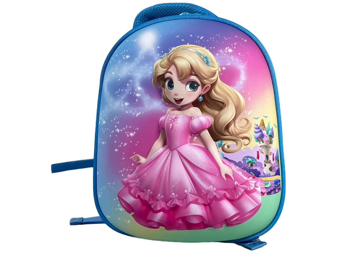 Дитячий рюкзак з батьківським повідком, блакитний колір, малюнок принцеса, фото 1