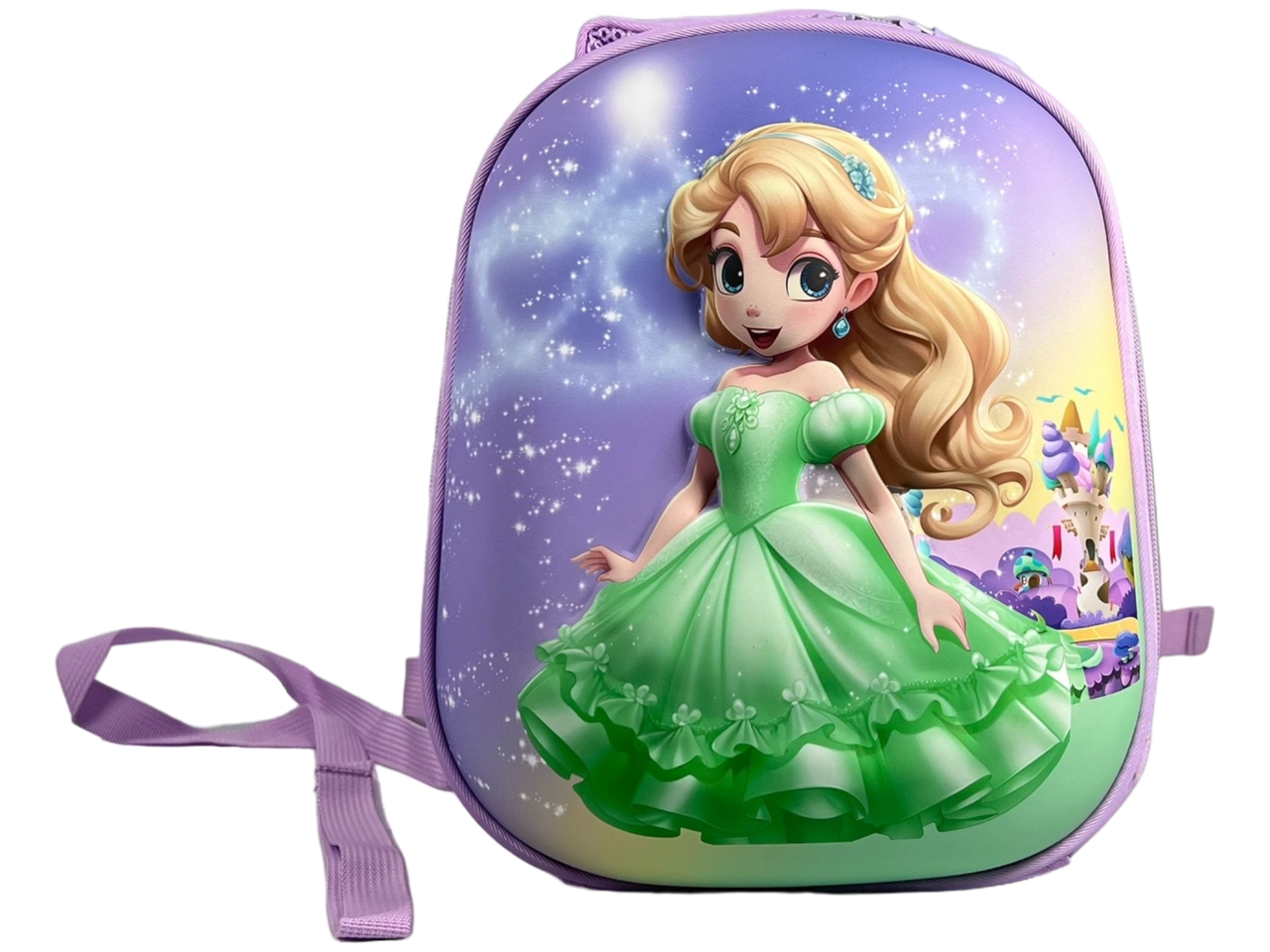 Дитячий рюкзак з батьківським повідком, фіолетовий малюнок принцеса