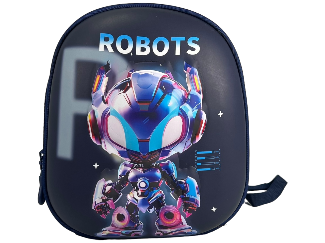Дитячий рюкзак малюнок робот, з батьківським повідком, синій