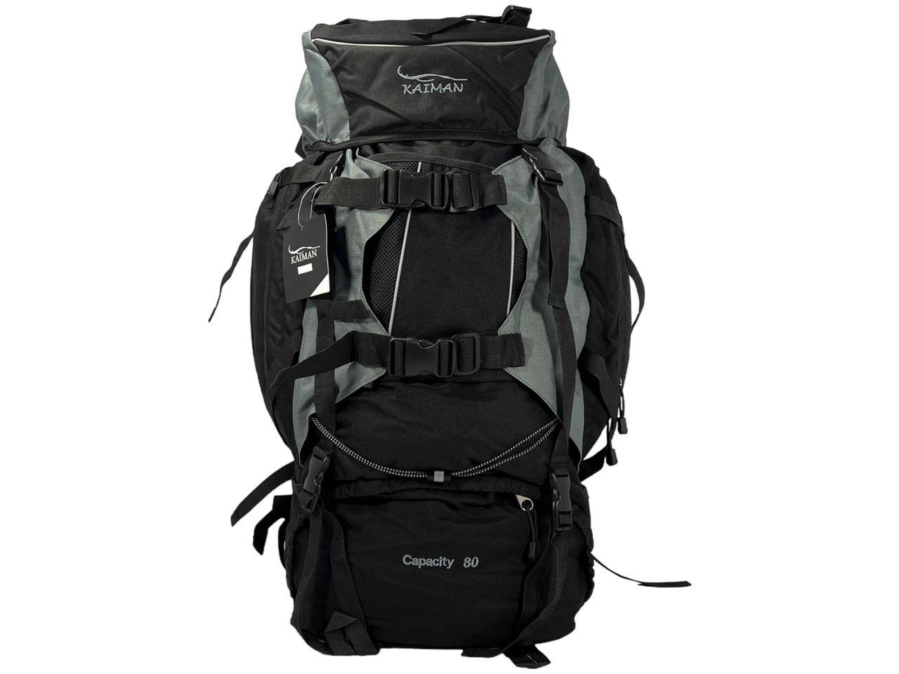 Туристичний рюкзак з анатомічною спинкою, на 80 л, чорний з сірим, фото 1