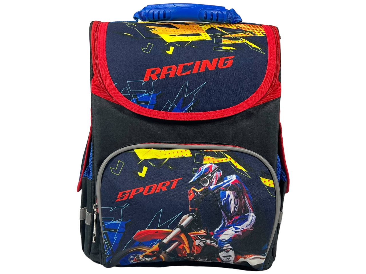 Шкільний рюкзак на два відділення з принтом Мотоцикли