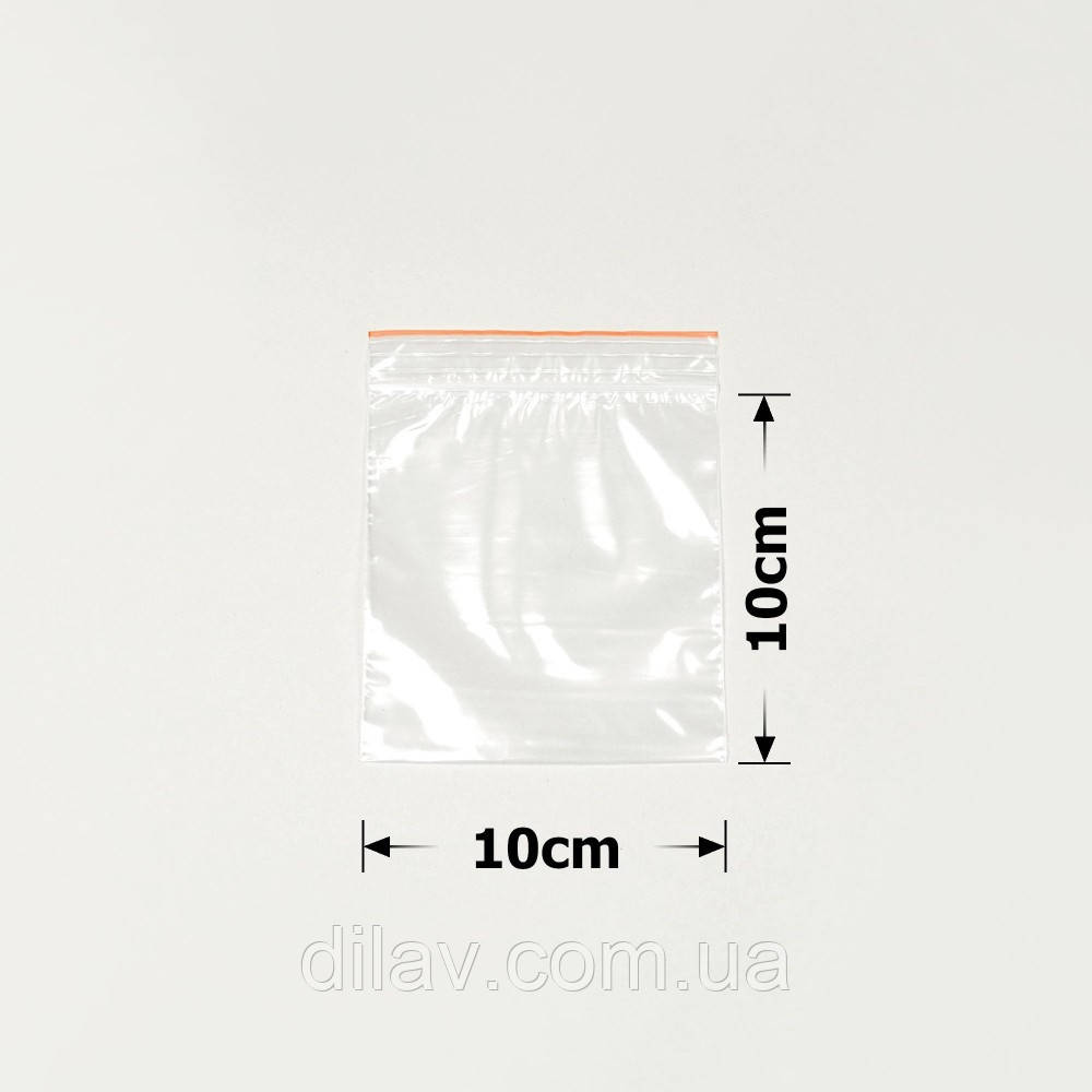 Пакет з замком zip-lock, 10*10, 100штук упаковка, 50 мкм, фото 1