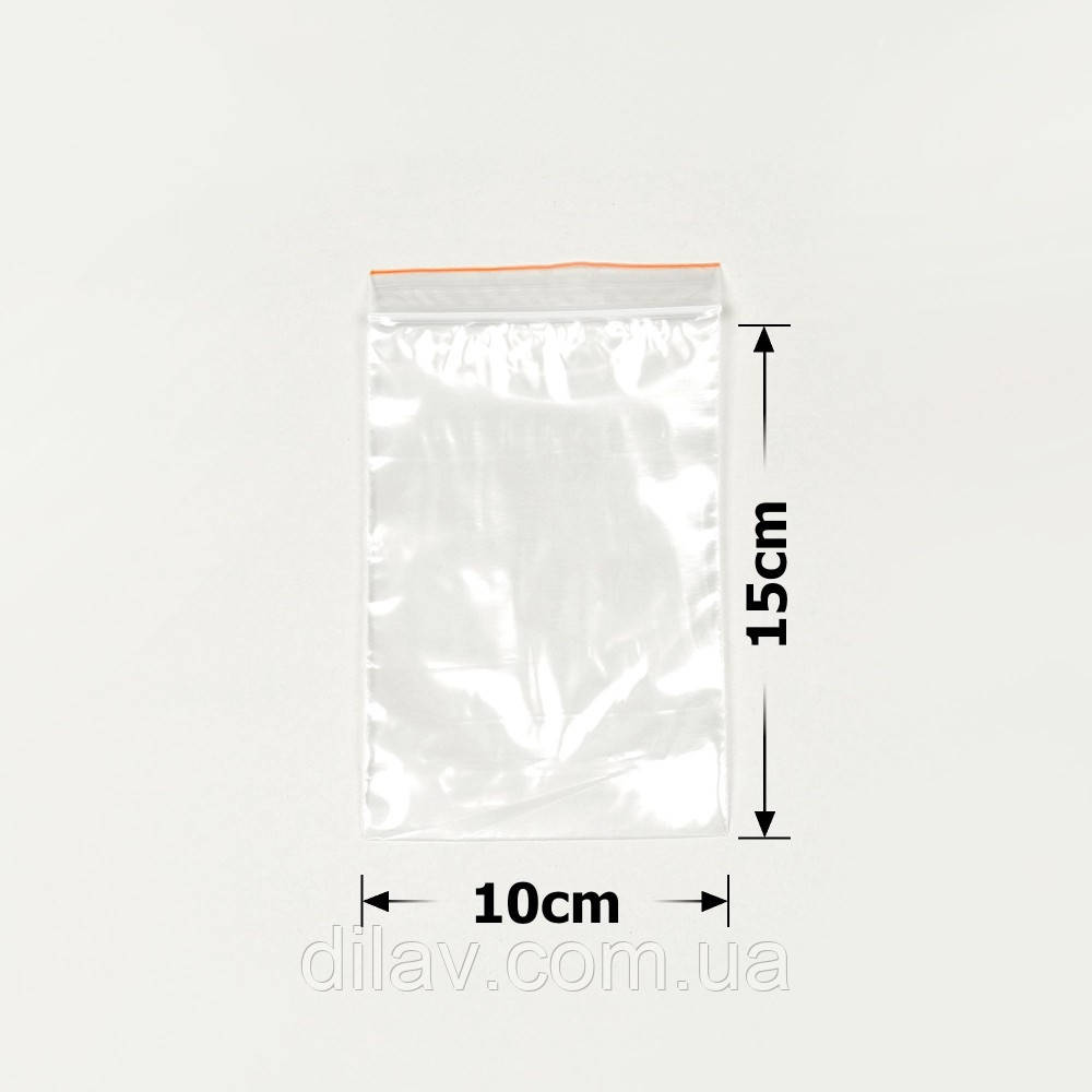 Пакет з замком zip-lock, 10*15, 100штук упаковка, 50мкм, фото 1