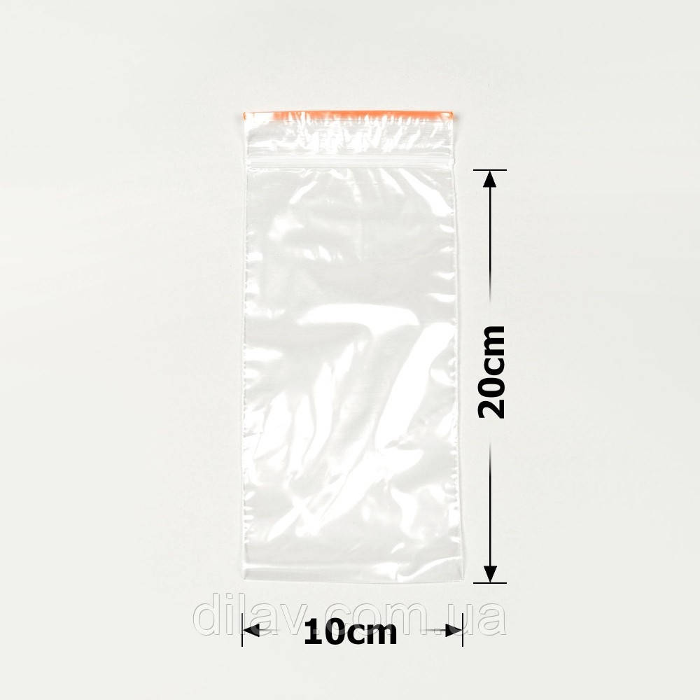 Пакет з замком zip-lock, 10*20, 100штук упаковка, 50мкм, фото 1