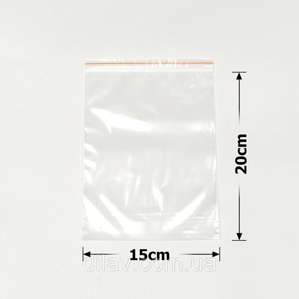 Пакет з замком zip-lock, 15*20, 100штук упаковка, 50мкм