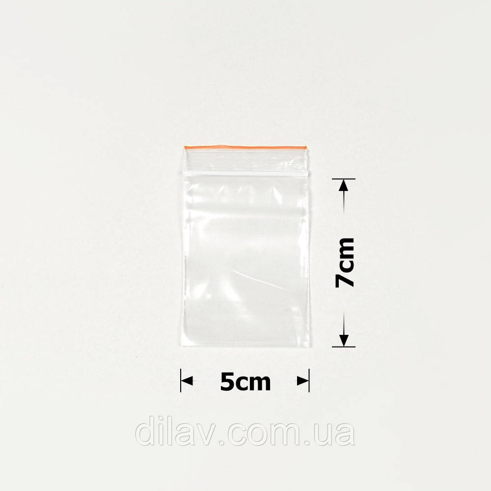 Пакет з замком zip-lock, 5*7, 100штук упаковка, 50 мкм