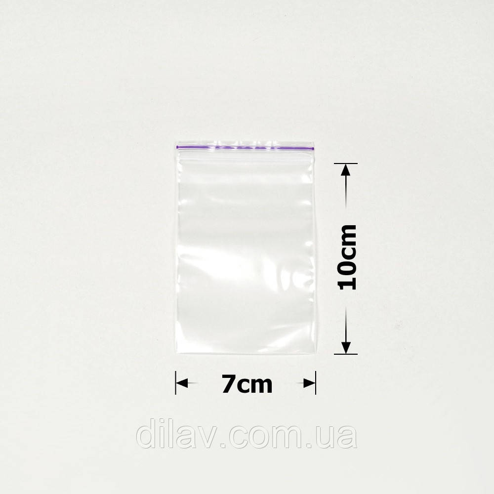 Пакет з замком zip-lock, 7*10, 100штук упаковка, 50 мкм, фото 1