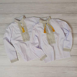 Біла вишиванка на хлопчика з довгим рукавом в 122 розмірі