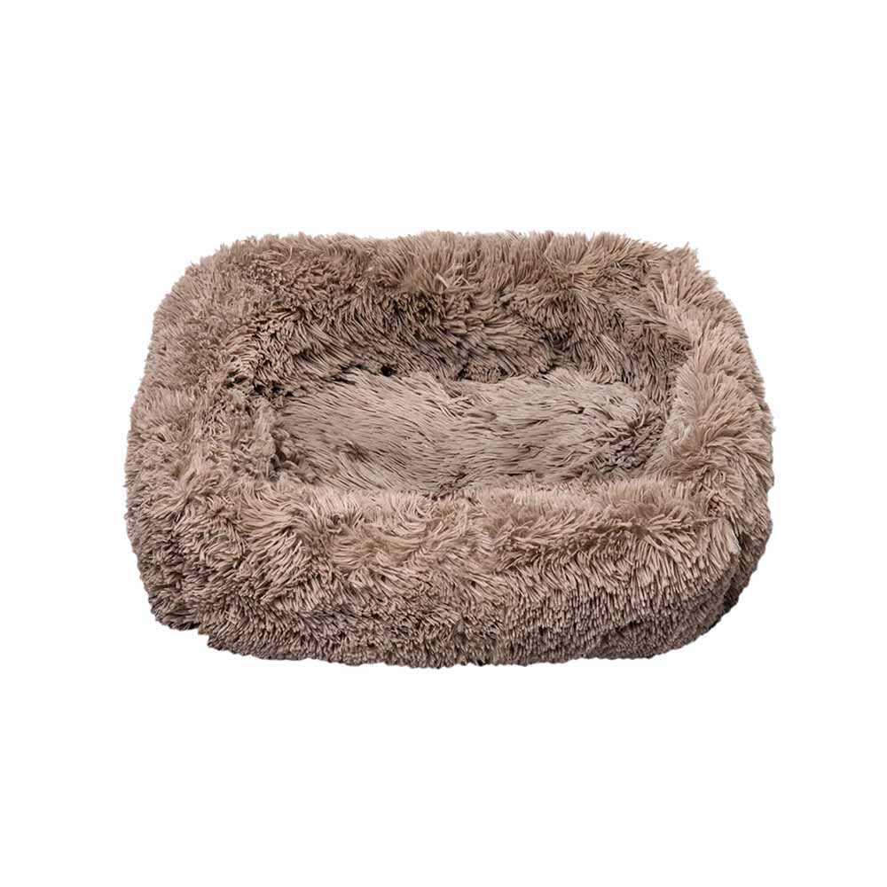 Лежак плюшевий для тварини PONCHIK прямокутний (коричневий) 95*70*22 см, 40 кг XL (*)