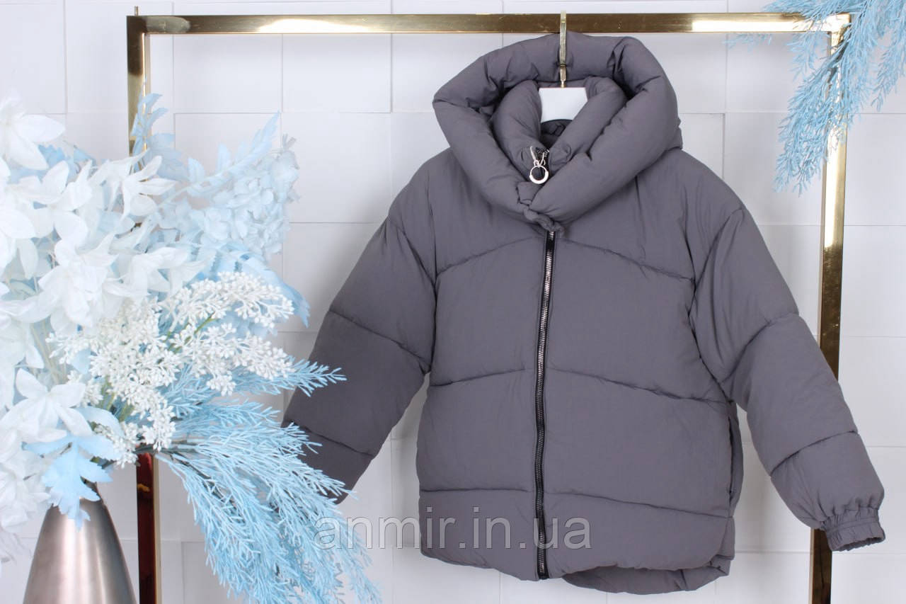Куртка зимова пуффер підліткова стьобана для дівчинки 9-14 років, колір сірий