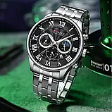 Чоловічий кварцовий годинник з хронографом Curren 8427 Silver-Black, фото 5