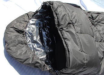 Спальник зимовий Термо до -40° Спальний мішок зимовий стьоганий з капюшоном Олива, Хакі з підкладкою Omni-Heat