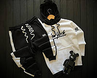 Спортивний костюм New York зимовий чоловічий жіночий худі штани на флісі Нью Йорк біло чорний