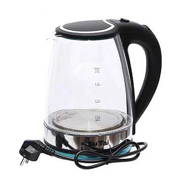 Чайник електричний "SuTai" 2л закритий нагрівальний елемент, автовідключення, підсвічування, корпус скло