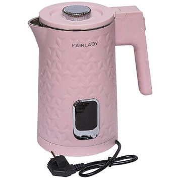 Чайник електричний "FairLady" 2,3л закритий нагрівальний елемент, автовідключення, підсвічування, рожевий