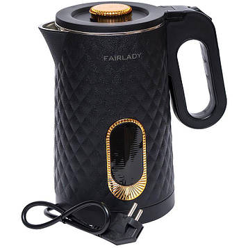 Чайник електричний "FairLady" 2,3л закритий нагрівальний елемент, автовідключення, підсвічування, чорний