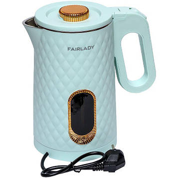 Чайник електричний "FairLady" 2,3л закритий нагрівальний елемент, автовідключення, підсвічування, бірюзовий