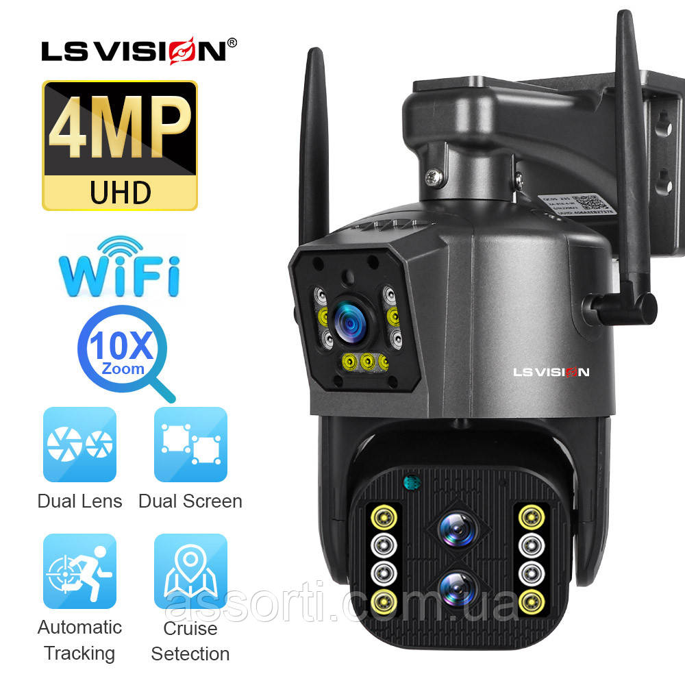 Охоронна триокулярна поворотна WIFI IP камера LS VISION IPC360 HOME