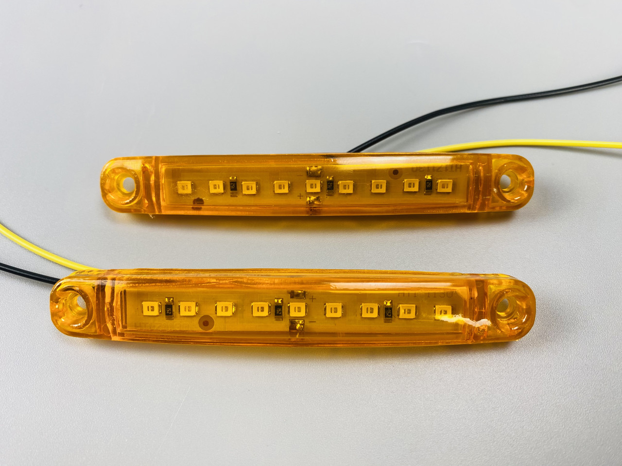 Ліхтар LED габаритний 24V IP67 9 led діодів SMD + кріплення 100 мм х 15 мм х висота 5 мм — 10 мм жовтий 1 шт., фото 1