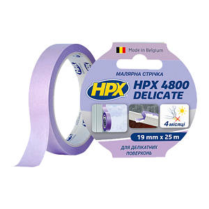 Стрічка малярська HPX 4800 для делікатних поверхонь, 19 мм*25 м (фіолетова)