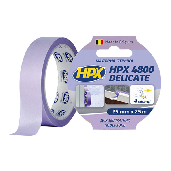 Стрічка малярна HPX 4800 "Безпечне зняття", 25 мм*25 м, фіолетова