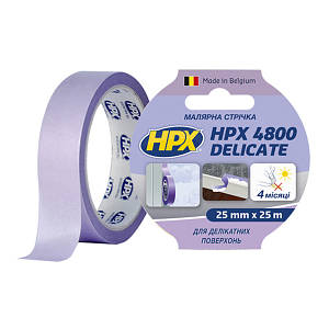Стрічка малярна HPX 4800 "Безпечне зняття", 25 мм*25 м, фіолетова