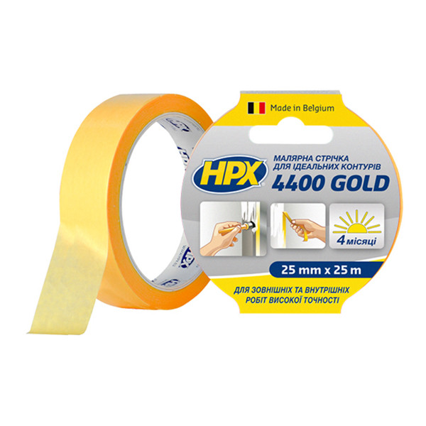Стрічка малярська HPX 4400 маскувальна, 25 мм*25 м, "золота"