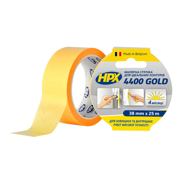Стрічка малярська HPX 4400 маскувальна, 38 мм*25 м, "золота"