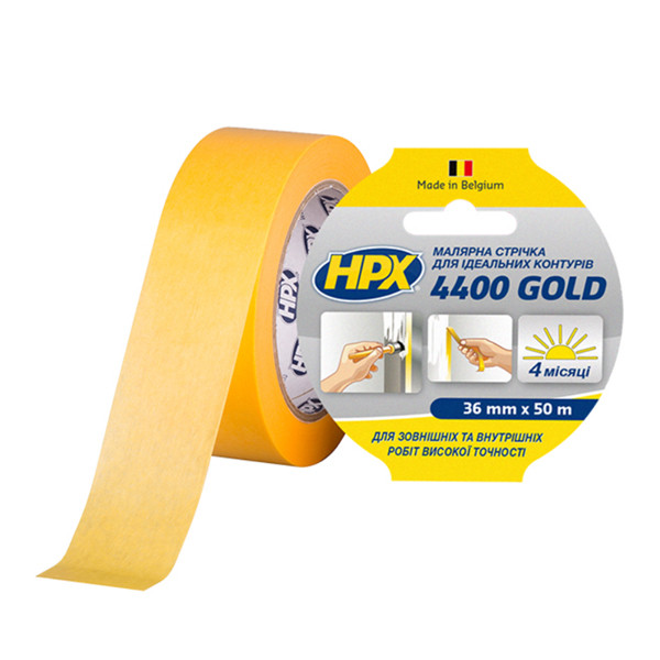 Стрічка малярна HPX 4400 маскувальна, 36 мм*50 м, "золота"