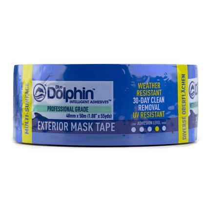 Стрічка малярська Blue Dolphin "TARP&STUCCO" для зовнішніх робіт, складних поверхонь (блакитна), 48 мм*25 м, фото 1