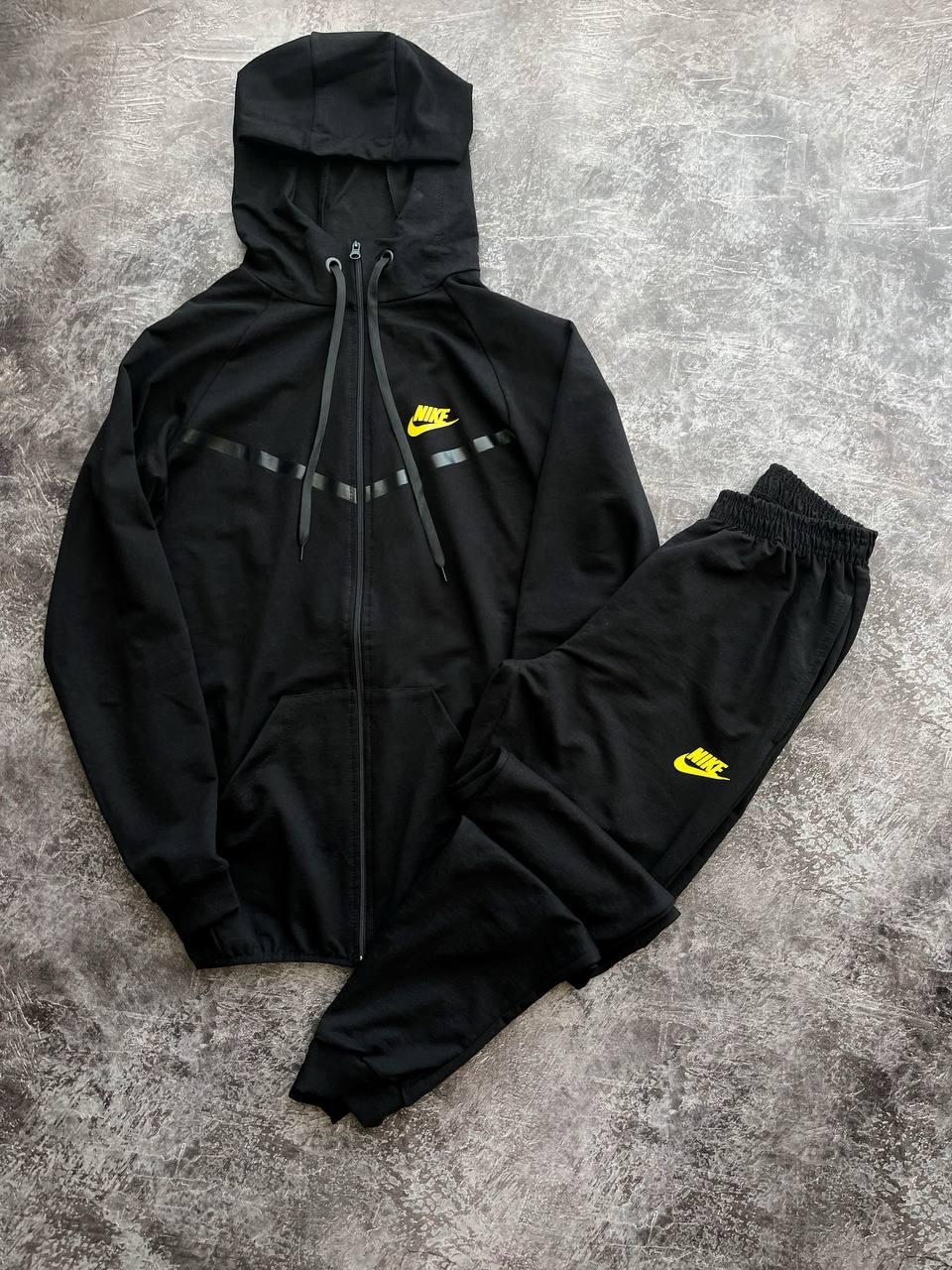 Чоловічий спортивний костюм Nike чорний весняний осінній Найк із капюшоном