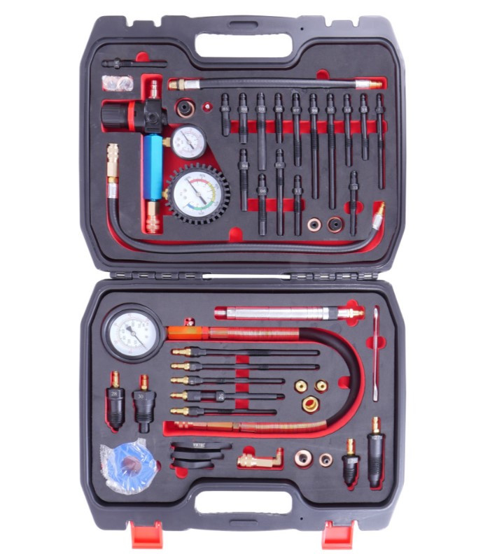 Набір для перевірки компресії та витоків у цидиндрах бензинових і дизельних двигунів, 46 од. VT18343, фото 1