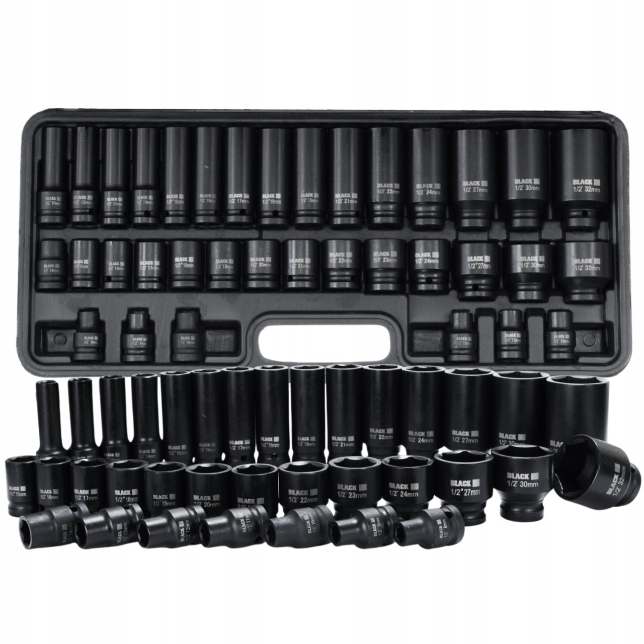 Набір ударних торцевих головок 1/2" 8-32 мм 35 шт Back Tools B13311