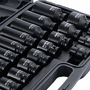 Набір ударних торцевих головок 1/2" 8-32 мм 35 шт Back Tools B13311, фото 4