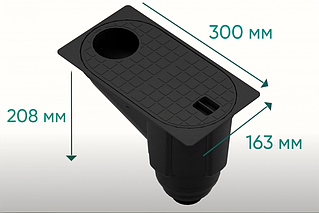 Бокс водостічний пластиковий Easy 160х300 з вертикальним відводом 90-110 чорний