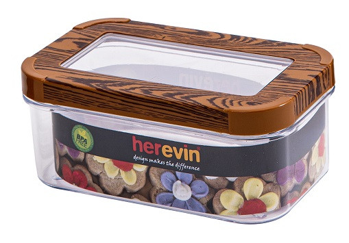 Контейнер пластиковий HEREVIN WOOD 161211-003 0.6 л із прозорою кришкою, фото 1