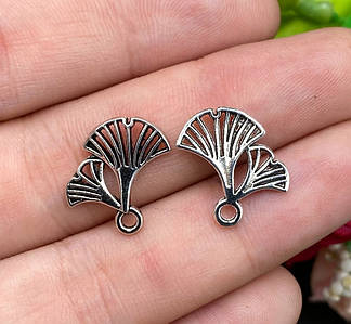 Підвіски на браслет "Ginkgo" / Упаковка - 10 шт / 15*10 мм / Срібний