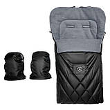 Комплект демісезонний конверт чохол на флісі в коляску люльку санки For Kids і рукавички для батьків, фото 3