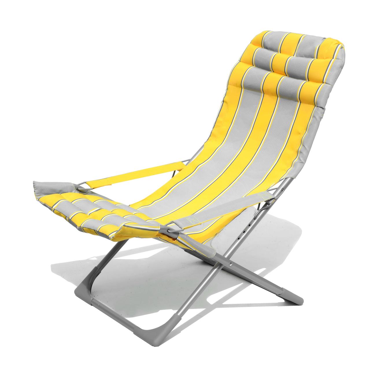Шезлонг для пікніка та туризму складний сталевий каркас максимальне навантаження 100 кг жовтий 920х620х980 мм
