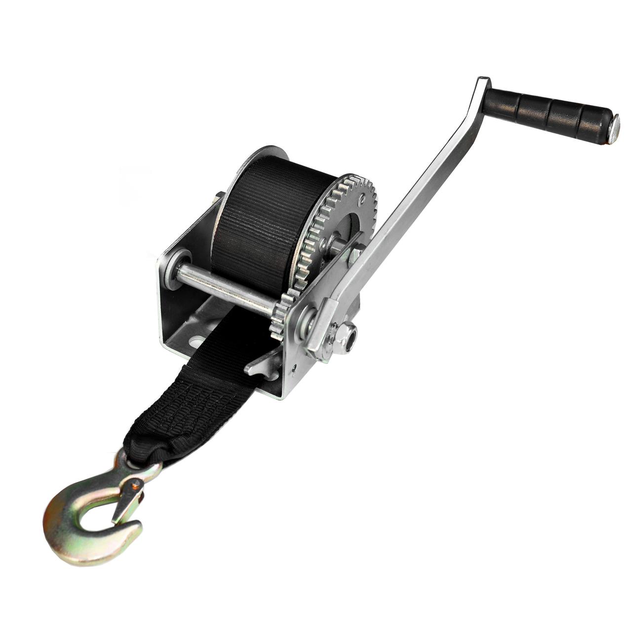 Лебідка для причепа з стрічкою та гаком 800 lbs оцинкована 702019 Z вантажопідйомність 363 кг довжина стрічки 4 м