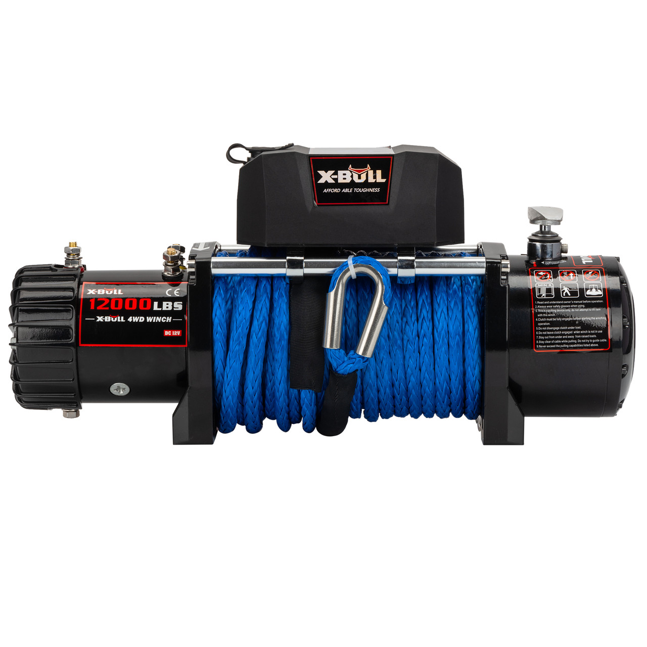 Лебідка з синтетичним канатом 12000 LBS X-BULL для автомобіля та квадроцикла тягове зусилля 5443 кг довжина троса 26 м